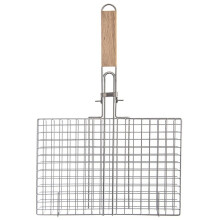 Universal-Grillkorb aus verchromtem Metall mit Holzgriff