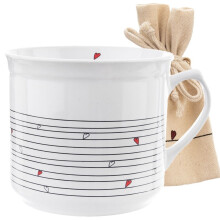 Große Keramiktasse mit Tee-/Kräuterbeutel und flachem Boden