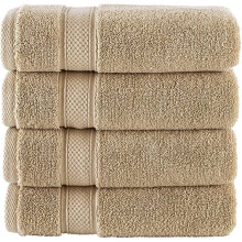 NOVA Luxury Linen Ensemble de serviettes turques de qualit htelire pour salle de bain (ensemble de 4 gants de toilette beige sable chaud)