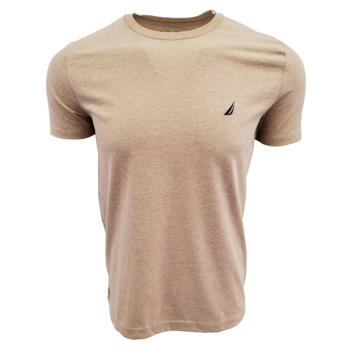Nautica Herren Kurzarm-T-Shirt mit Rundhalsausschnitt (Small Camel Heather)