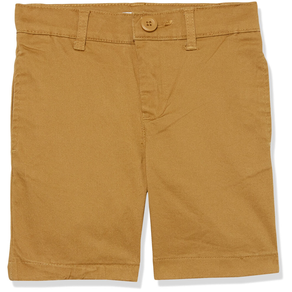 Amazon Essentials Boys Uniform Woven Flat-Front Shorts  Pack of 3  Dark Khaki Brown  14