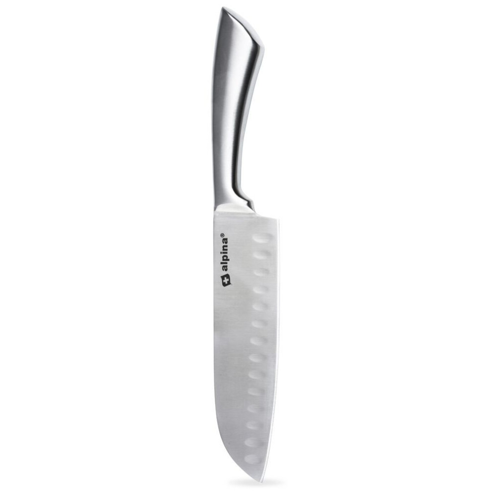 Santoku Chef's Knife in Stainless Steel with Serrated Blades