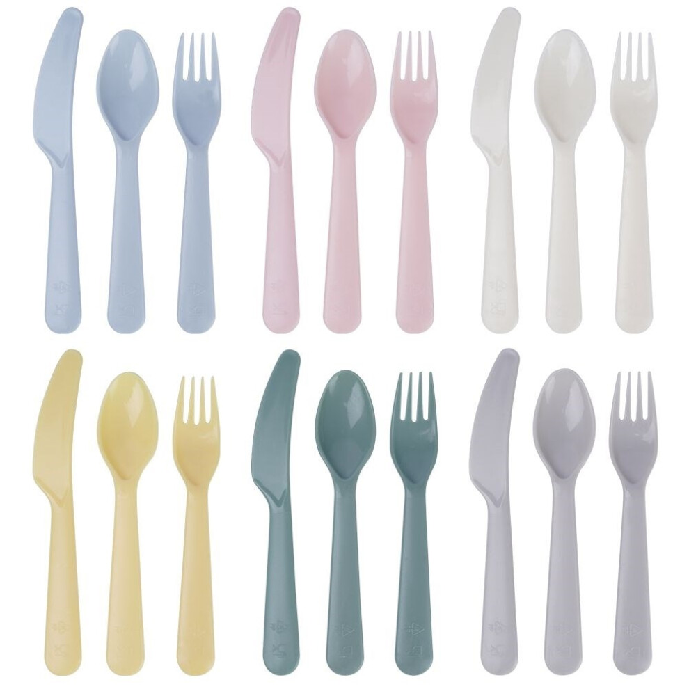 Reusable 18-piece cutlery set in pastel colors for children