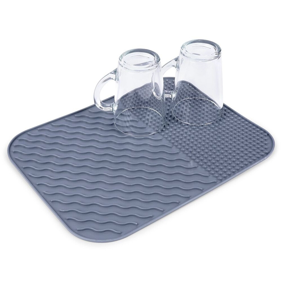 Gray dish mat - drying rack for dishes, easy to clean