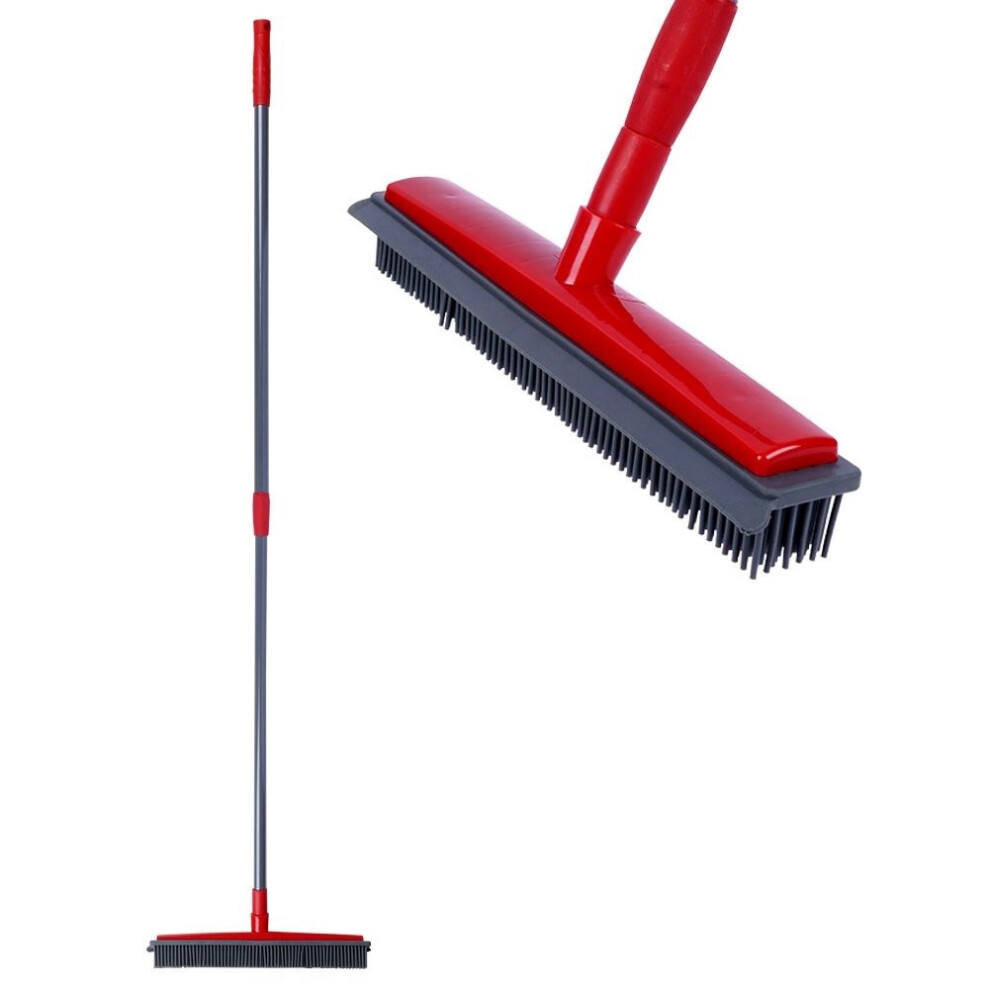 Telescopic broom with rubber brushes and water scraper