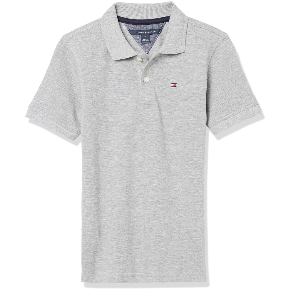 Tommy Hilfiger Boys Short Sleeve Ivy Polo Shirt  grey Heather  8-10