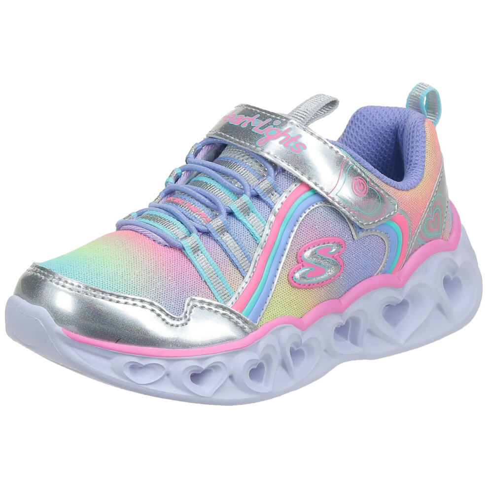 Skechers girls Heart Lights-rainbow Lux Sneaker  Silver/Multi  6 Toddler US