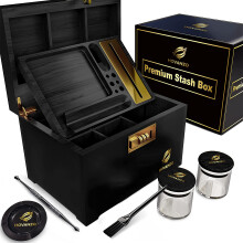 Premium Large Stash Box - Storage Box Wooden Smell Proof Locking Storage Box with Rolling Tray - Storage Wood Box for Herbs and Accessories - Storage