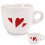 White Ceramic Espresso Cup with Red Hearts - Dishwasher safe 8
