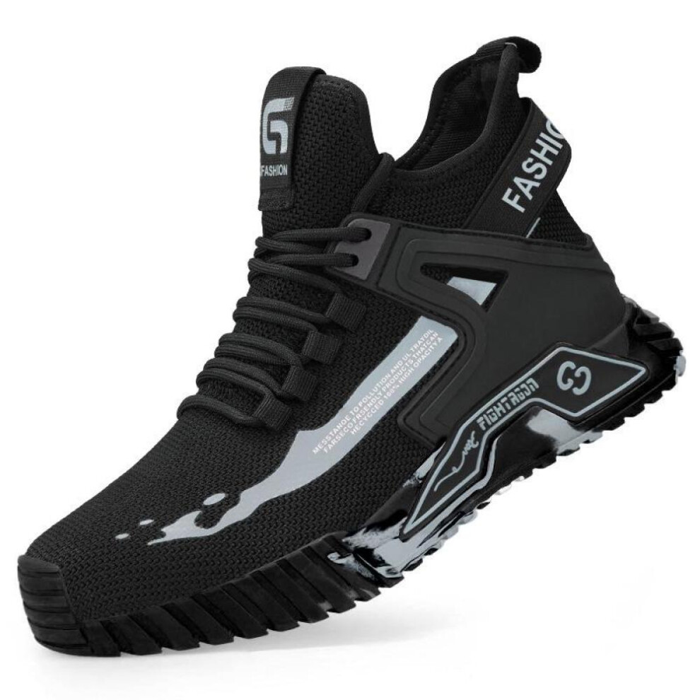 (Black, 46) Steel Toe Safety Boots Footear Men Women Work Shoes Breathable Lightweight Work Boots Men Safety Shoes Indestructible Boots Male 3457868815968
