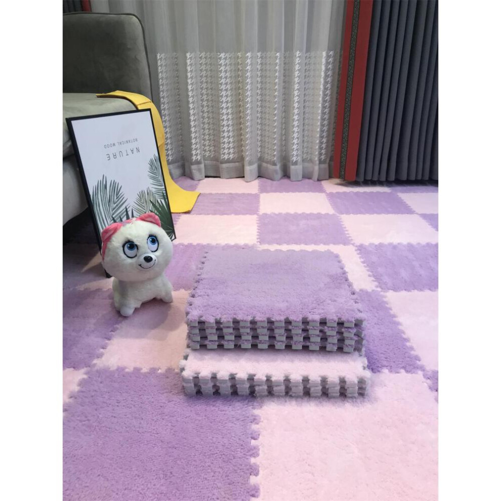 (light purple, 20pcs) Soft Plush Kids Carpet Baby Play Mat Children&apos;s Rugs Toys Eva Foam Children&apos;s Mat Puzzle Interlock Floor Mats 30*30 Cm