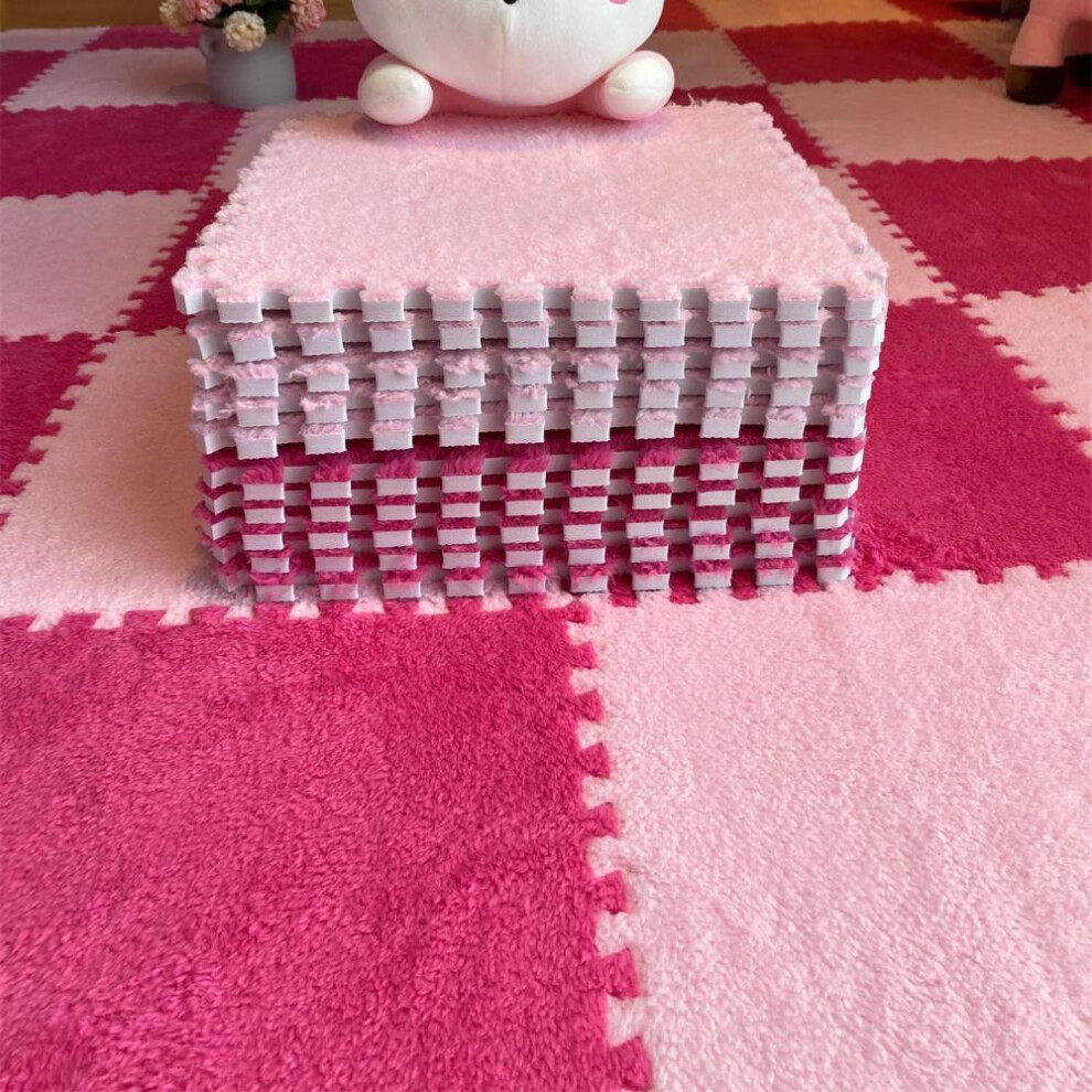 (pink,rose red, 20pcs) Soft Plush Kids Carpet Baby Play Mat Children&apos;s Rugs Toys Eva Foam Children&apos;s Mat Puzzle Interlock Floor Mats 30*30 Cm