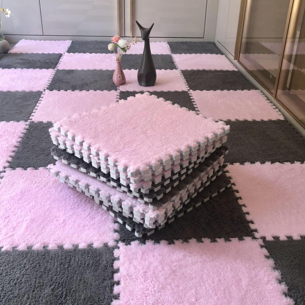 (pink,grey, 20pcs) Soft Plush Kids Carpet Baby Play Mat Children&apos;s Rugs Toys Eva Foam Children&apos;s Mat Puzzle Interlock Floor Mats 30*30 Cm