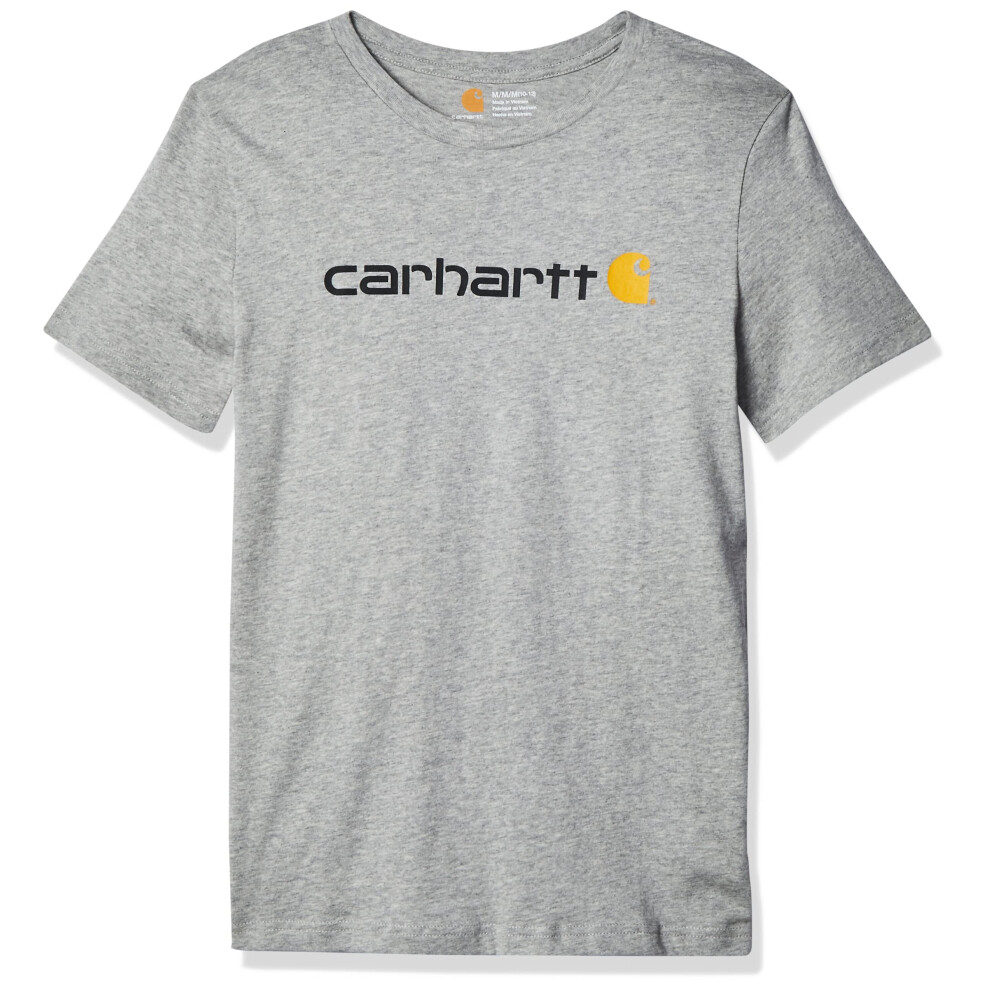 Carhartt boys Knit Short Sleeve Crewneck Logo T-shirt T Shirt  Grey  7 Years US