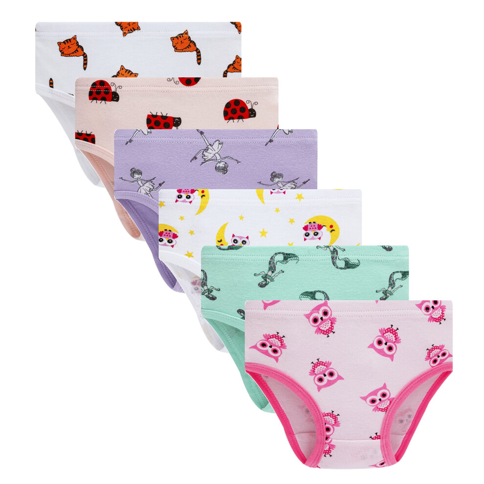 Cadidi Dinos 100% Cotton Toddler Soft Cotton Panties Little Girls' Undies Assorted Underwear (Pack of 6) Size 5