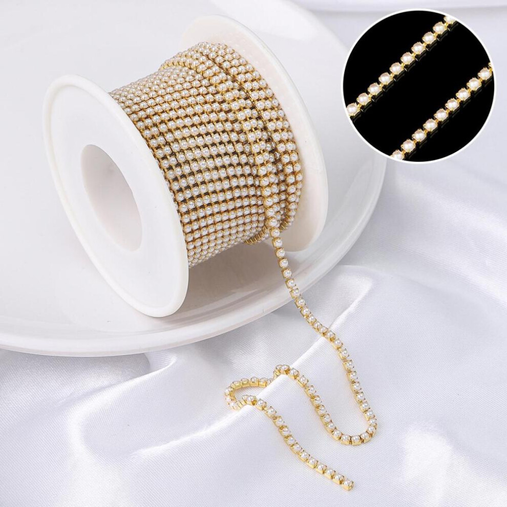 (gold,white, 2mm) 1yard/bag Density Flatback Rhinestone Chain Copper Sew-on Rhinestone Trim Diy Accessories