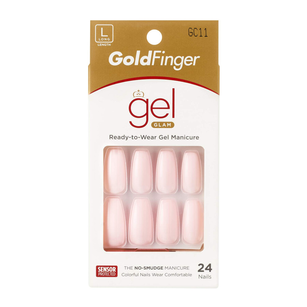 Kiss Gold Finger Full Cover Nails Gel Glam False Nails Long Length
