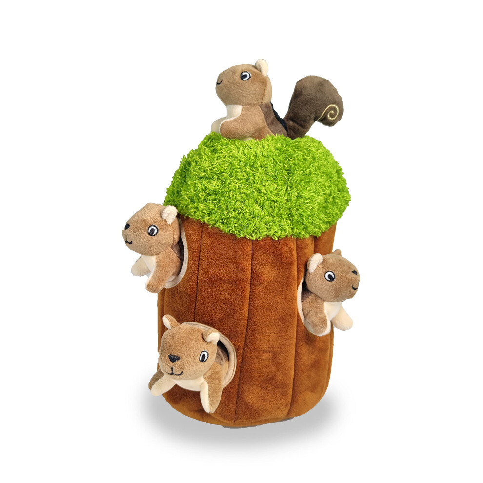 Glow Pups Hide and Seek Dog Toy  Stuffed Animal Tree House  Burrow Dog Toy  Squeaky Hide and Seek  Puzzle Dog Toy  Interactive Toy for Dogs  Squirrel