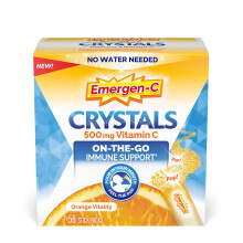 Emergen-C Crystals On-The-Go Immune Support Supplement with Vitamin C B Vitamins Zinc and Manganese Orange Vitality - 56 Stick Packs
