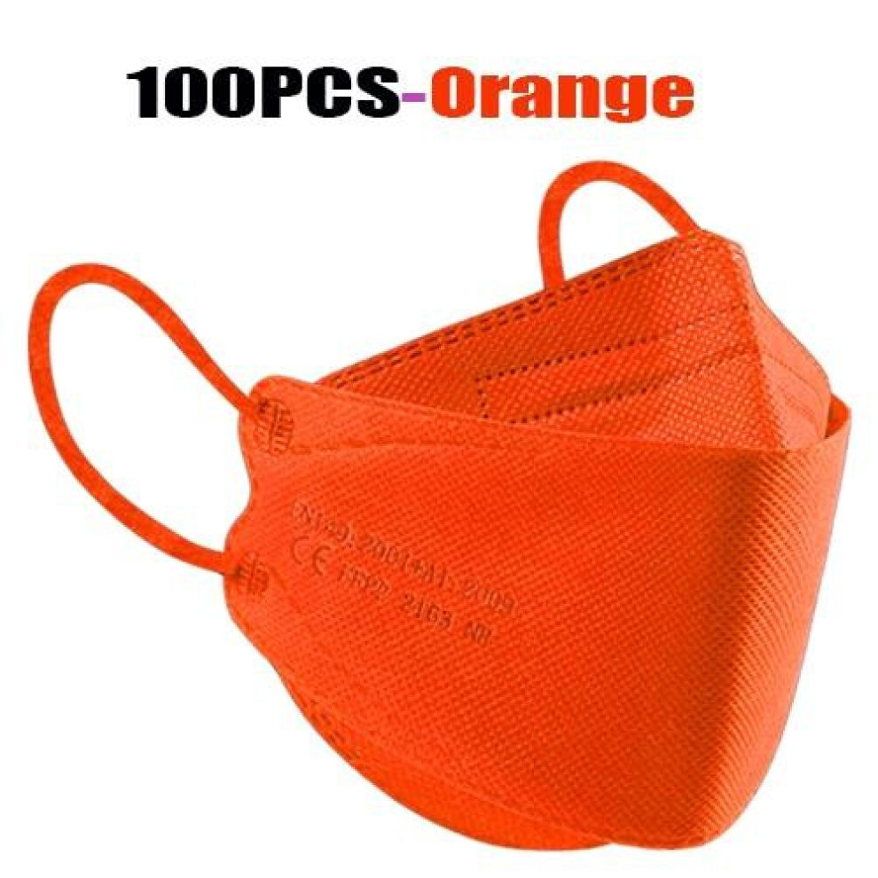 (orange, 100PCS) Colorful KN95 Masks - Anti-Fog, Breathable FFP2