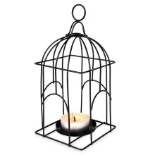 Schwarze Metalllaterne im Vogelkäfig-Design für Licht