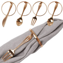 4er Set elegante Serviettenringe in Gold, luxuriöse Tischdekoration