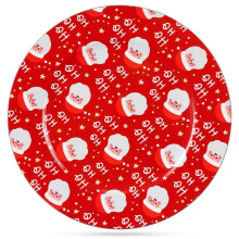Weihnachtsrotes rundes Tischset 33 cm mit Weihnachtsmannmotiv