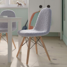Flash Furniture Modern Zula Kid's Moderne gepolsterte armlose Faux-Sherpa-Akzentstühle mit Beinen aus Buchenholz – Grau
