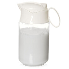 Milchkännchen aus Glas mit Henkel und Federdeckel für präzises Dosieren