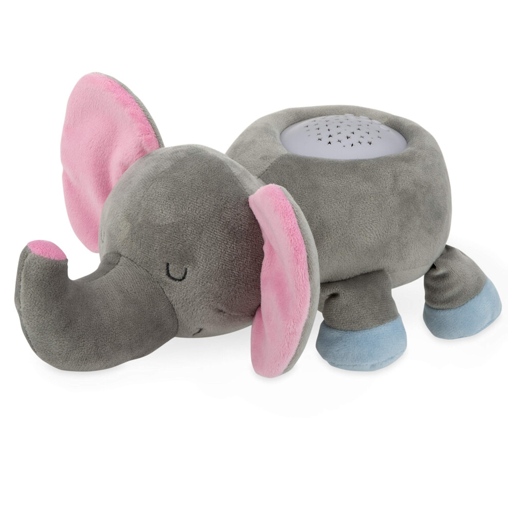 Nuby Calming Nightlight & Soothing Sound Plush Pal  Nightlight Projector with 10 Lullabies  Elephant