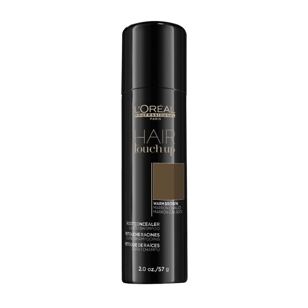 L'Oreal Professionnel Hair Root Touch Up  Root Concealer Spray  Blends and Covers Grey Hair  Temporary Hair Color for Warm Brown Hair  2 Oz.