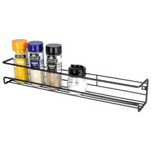 Wandmontiertes schwarzes Metallregal für Gewürze und Kosmetik