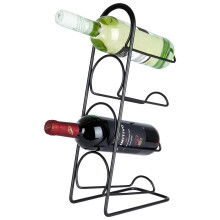 Elegantes schwarzes Weinregal für 4 Flaschen, für den Boden oder die Bank