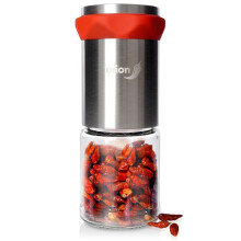 Handmühle für Chilischoten mit Glasbehälter und Stahlwerk