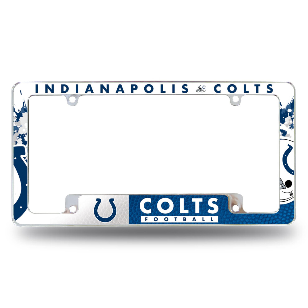 Rico Industries Nfl Indianapolis Colts Primary 12" X 6" Chrome All Over Automotive License Plate Frame For Car/Truck/Suv 767345892270