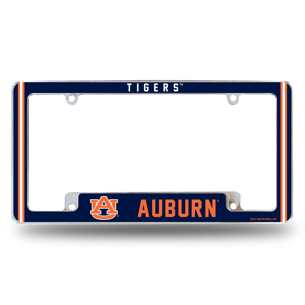 Rico Industries Ncaa Auburn Tigers Alternate 12" X 6" Chrome All Over Automotive License Plate Frame For Car/Truck/Suv 611407383438