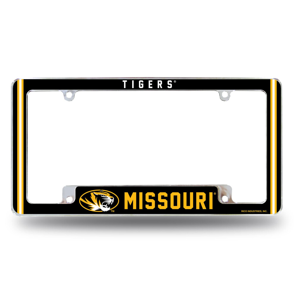 Rico Industries Ncaa Missouri Tigers Alternate 12" X 6" Chrome All Over Automotive License Plate Frame For Car/Truck/Suv 611407388808