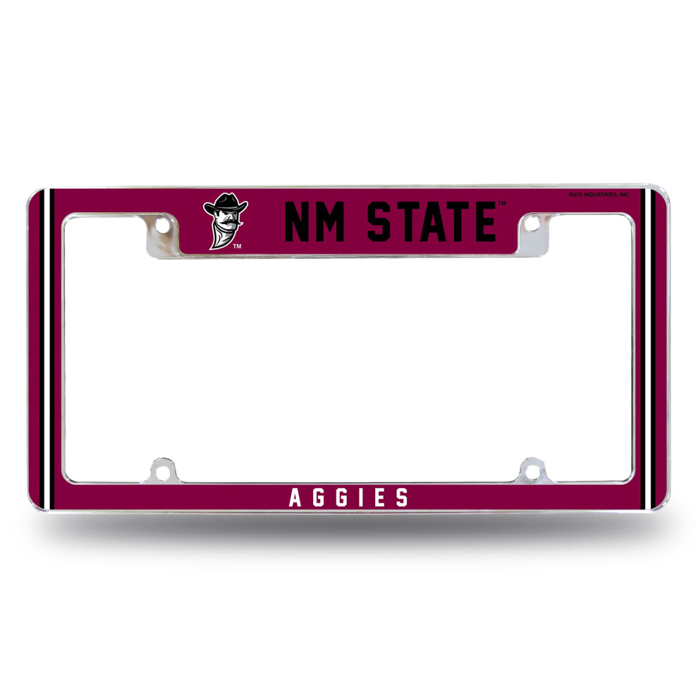 Rico Industries Ncaa New Mexico State Aggies Primary 12" X 6" Chrome All Over Automotive License Plate Frame For Car/Truck/Suv 611407424445