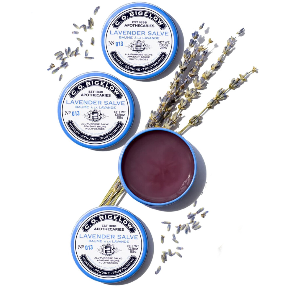 C O Bigelow Lavender Co Bigelow All Purpose Salve Lip Balm Tins Salve Pack Of 3 For Chapped Lips Dry Skin - Moisturizing Lip Cuticle And Skin Salves 08 Oz Eac