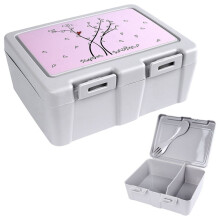 Praktische Lunchbox mit Herzmotiv und 2-in-1-Besteck