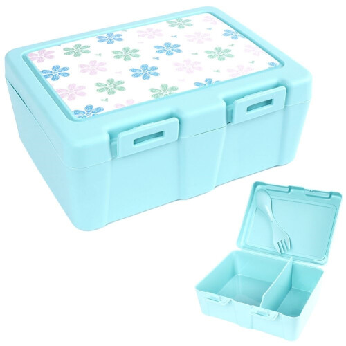 Lunchbox mit zwei Fächern und 2-in-1-Besteck