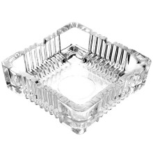 Quadratischer Aschenbecher aus kristallartigem Glas mit vier Zigarettensteckdosen