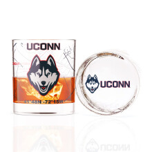 Greenline Goods - University of Connecticut Huskies College Whiskyglas (s?t med 2) 10 oz - Fuldt farvelogo + Campus-kort