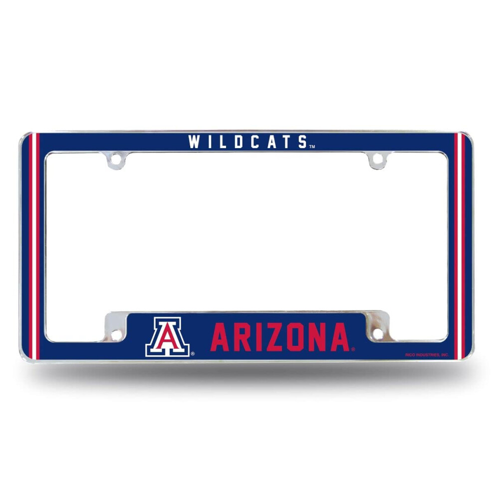 Rico Industries Ncaa Arizona Wildcats Alternate 12" X 6" Chrome All Over Automotive License Plate Frame For Car/Truck/Suv 611407388983