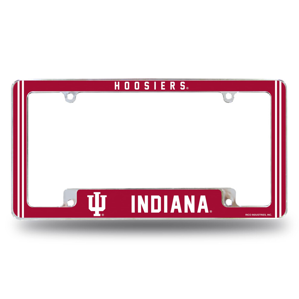 Rico Industries Ncaa Indiana Hoosiers Classic 12" X 6" Chrome All Over Automotive License Plate Frame For Car/Truck/Suv 611407383643