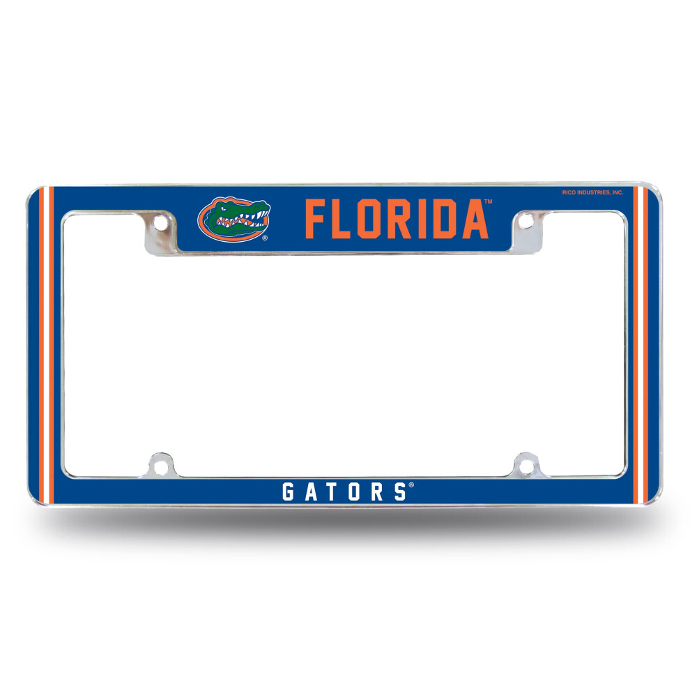 Rico Industries Ncaa Florida Gators Alternate 12" X 6" Chrome All Over Automotive License Plate Frame For Car/Truck/Suv 611407383223