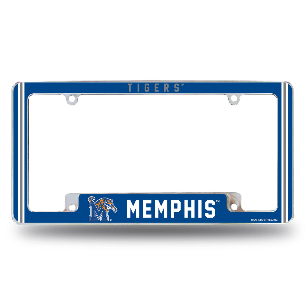 Rico Industries Ncaa Memphis Tigers Alternate 12" X 6" Chrome All Over Automotive License Plate Frame For Car/Truck/Suv 611407383575
