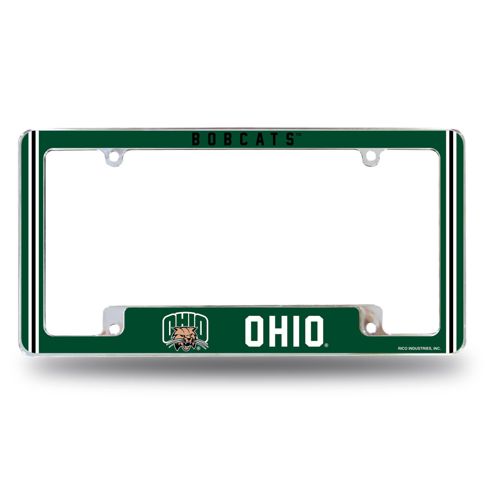 Rico Industries Ncaa Ohio Bobcats Alternate 12" X 6" Chrome All Over Automotive License Plate Frame For Car/Truck/Suv 611407388600