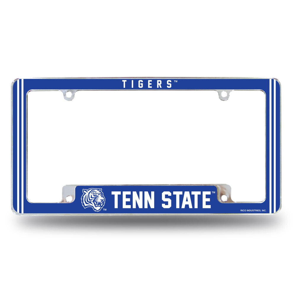 Rico Industries Ncaa Tennessee State Tigers Alternate 12" X 6" Chrome All Over Automotive License Plate Frame For Car/Truck/Suv 611407383582