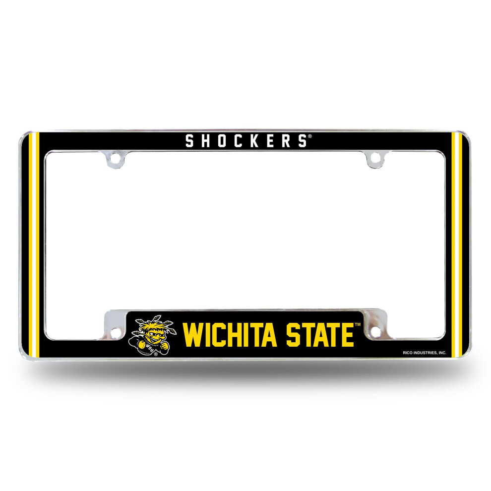 Rico Industries Ncaa Wichita State Shockers Alternate 12" X 6" Chrome All Over Automotive License Plate Frame For Car/Truck/Suv 611407388655